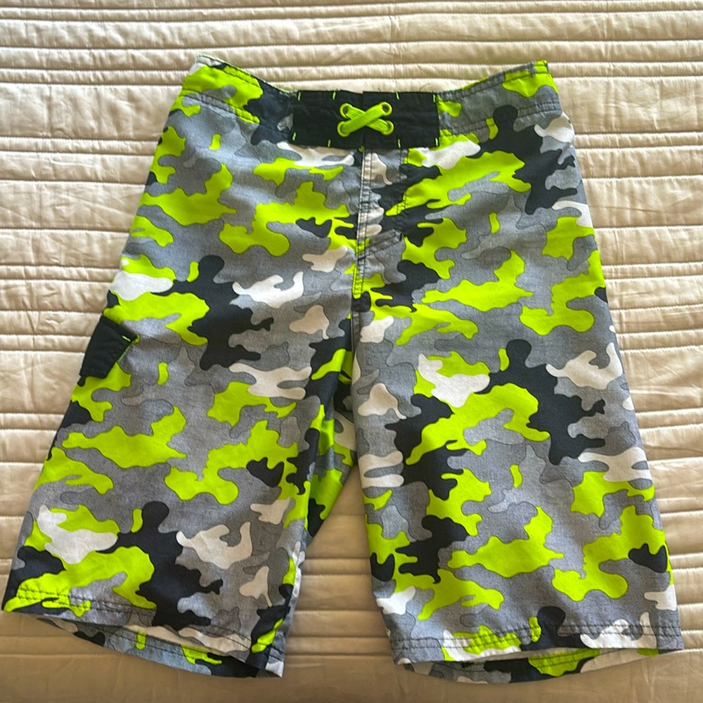 Green Camo Swim Trunks